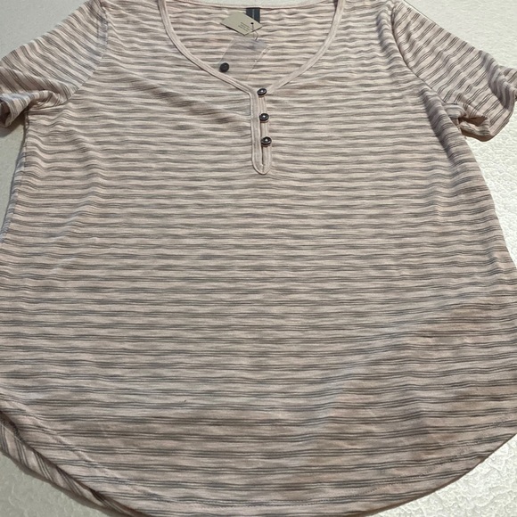 Denver Hayes stripped t shirt top pastel pink Sz M - Picture 4 of 11